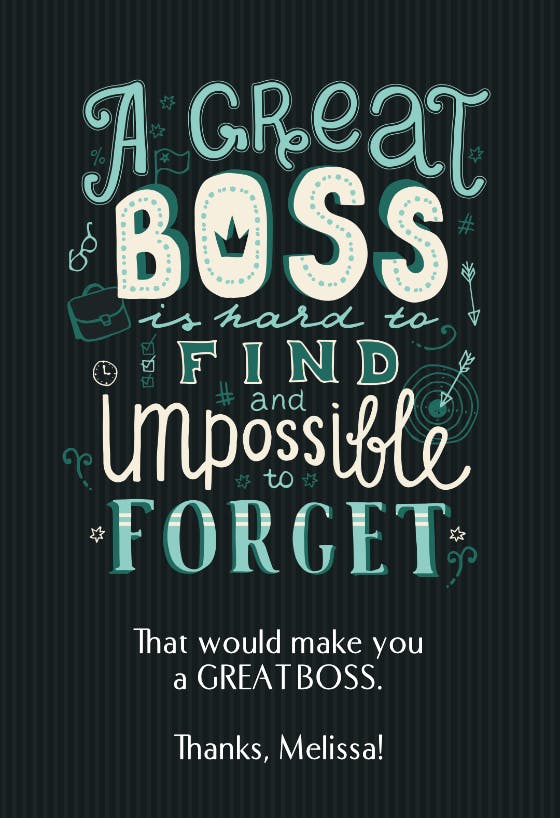 Unforgettable - boss day card