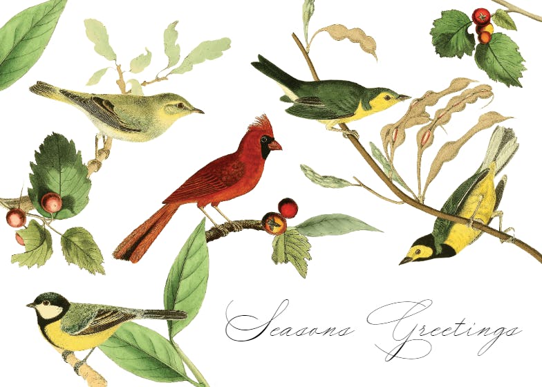 Vintage birds -  tarjeta de navidad