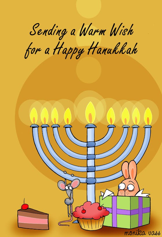 Warm hanukkah wish - holidays card