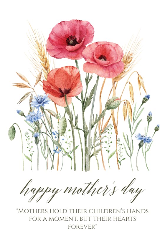 Watercolor poppies -  tarjeta del día de la madre