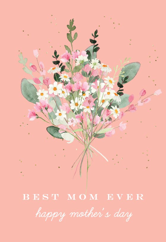 Watercolour bouquet -  tarjeta del día de la madre