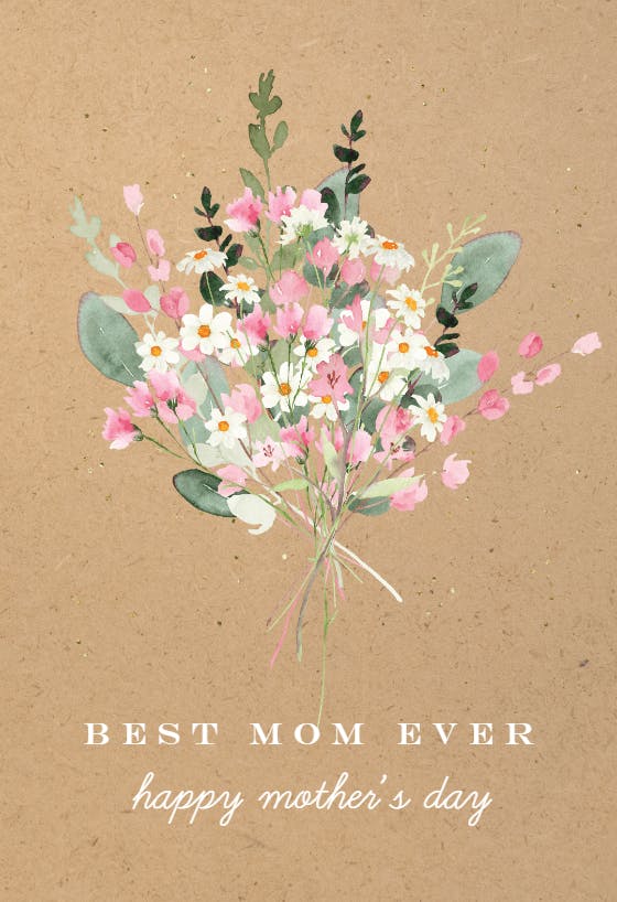 Watercolour bouquet -  tarjeta del día de la madre