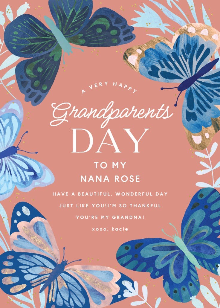 Winged wonders - grandparents day card
