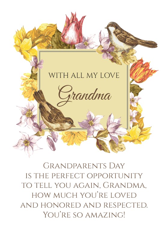 Winged wonders - grandparents day card