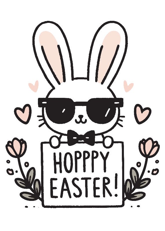 Wishes from a cool bunny - easter card