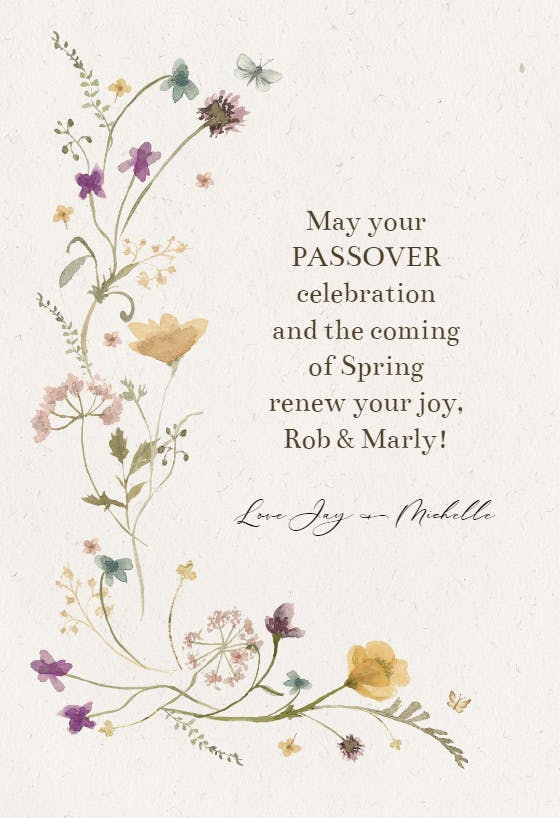 Wisps of wildflowers -  tarjeta de la pascua judía