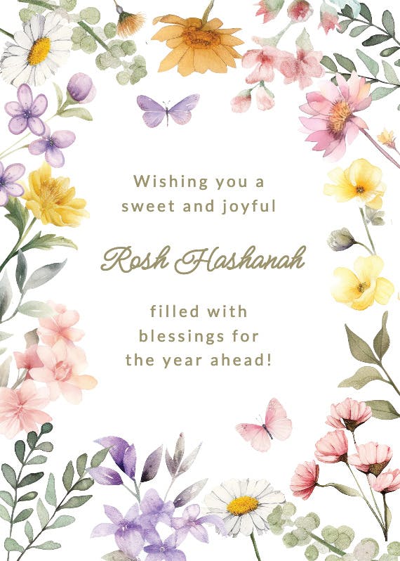 Wonderful florals - rosh hashanah card