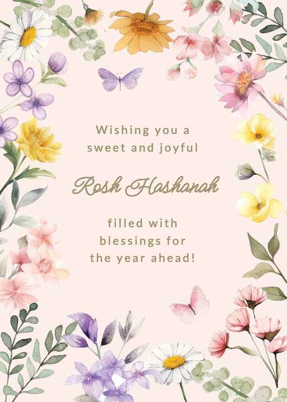 Wonderful florals - rosh hashanah card