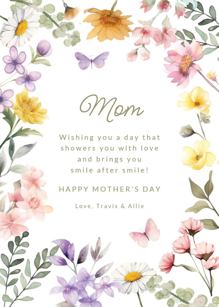 Wonderful florals - mother's day card