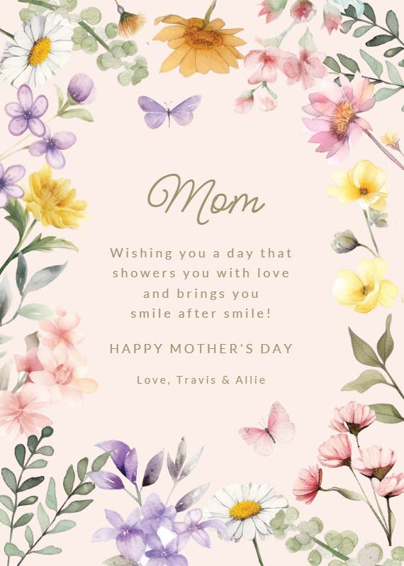 Wonderful florals - mother's day card