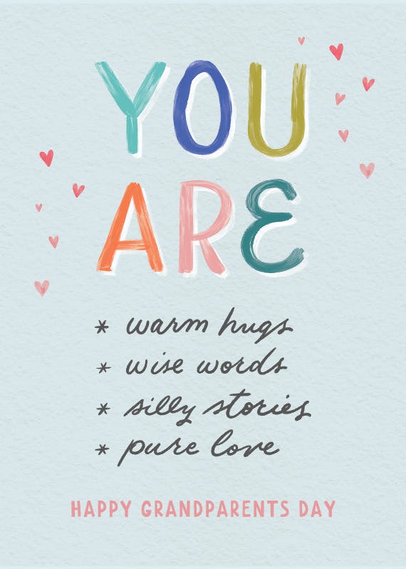 You are - grandparents day card