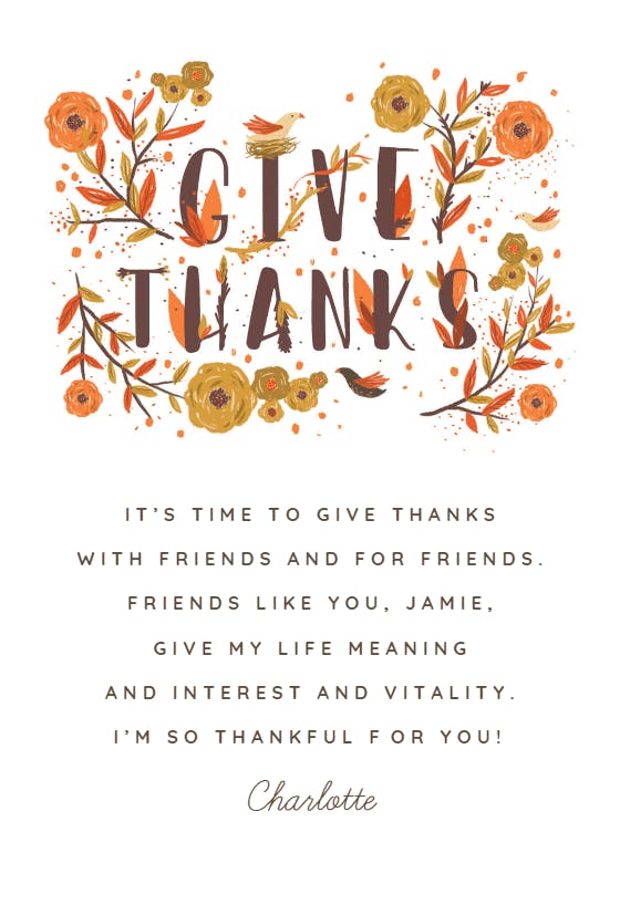 Blooming thankfulness - thanksgiving card
