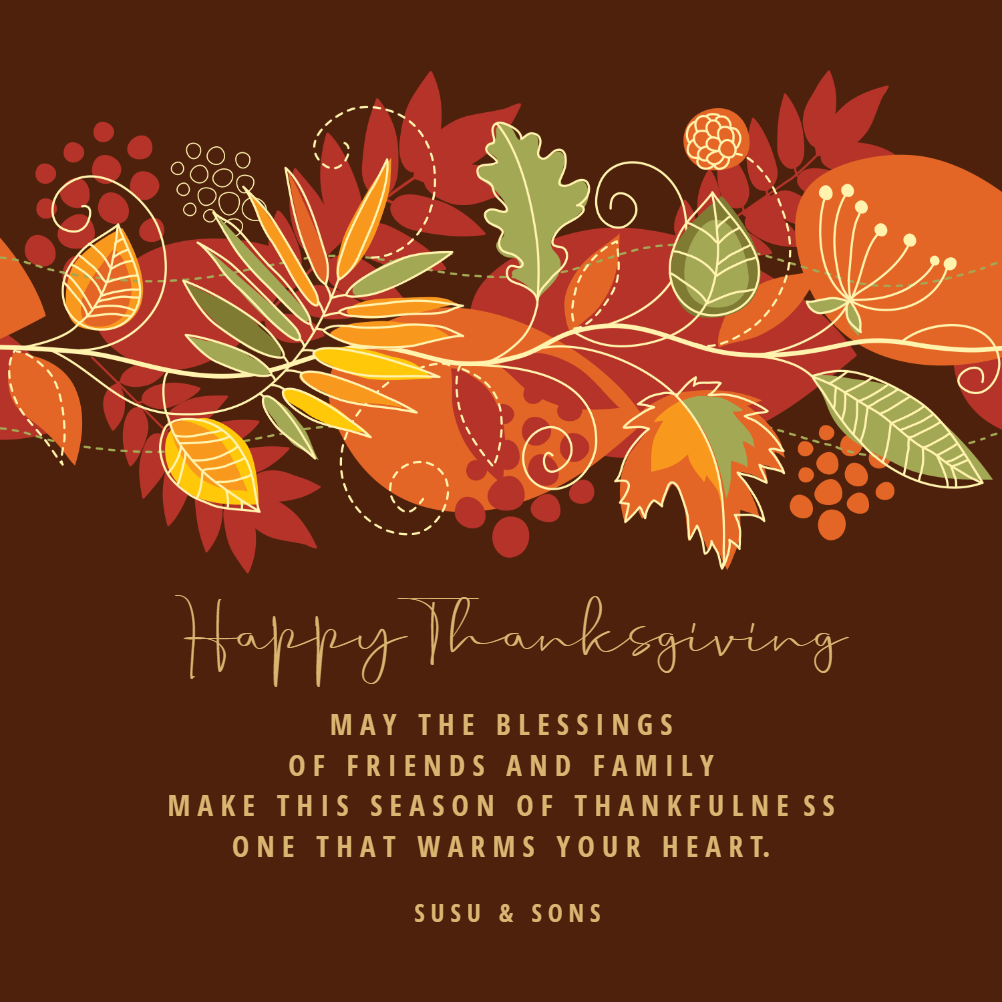 Burgundy Leaves - Thanksgiving Card (Free) | Greetings Island