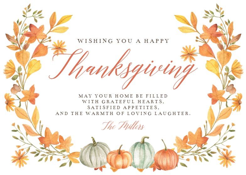 Leaves & pumpkins - thanksgiving card