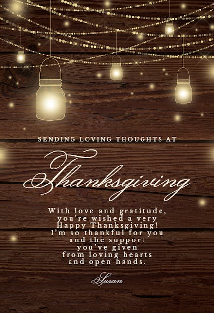 Luminous Jar Lights - Tarjeta De Acción De Gracias