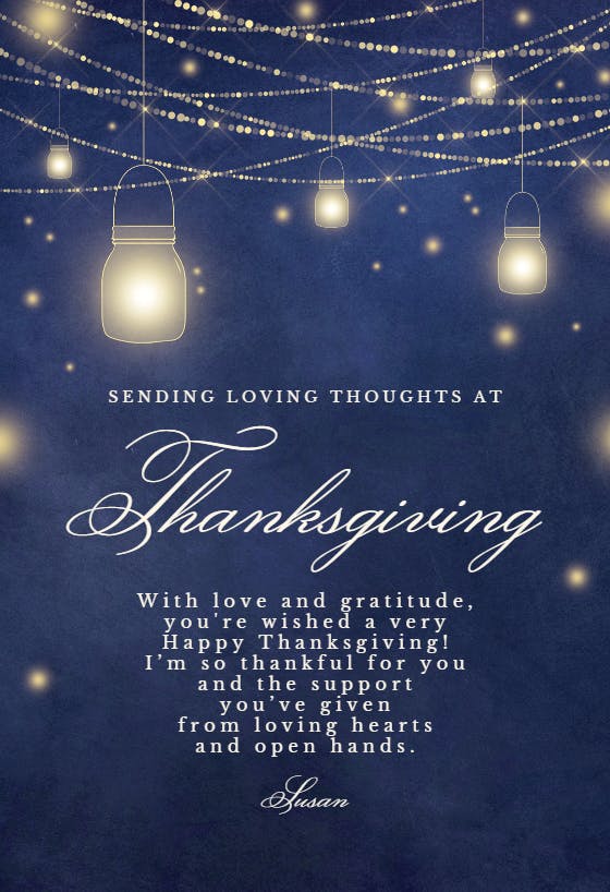 Luminous jar lights - thanksgiving card