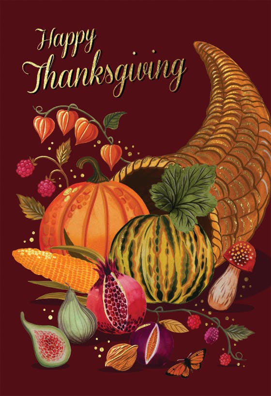 Plenty cornucopia - thanksgiving card