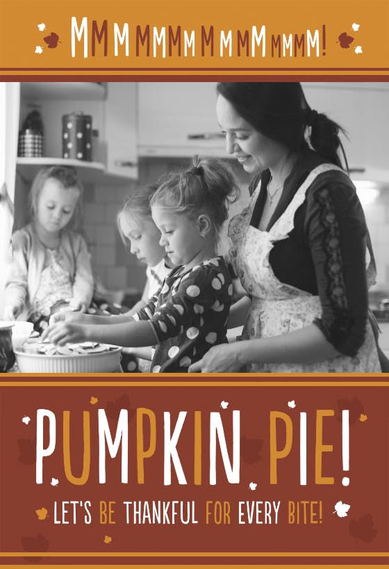 Pumpkin pie thankfulness -  tarjeta de acción de gracias
