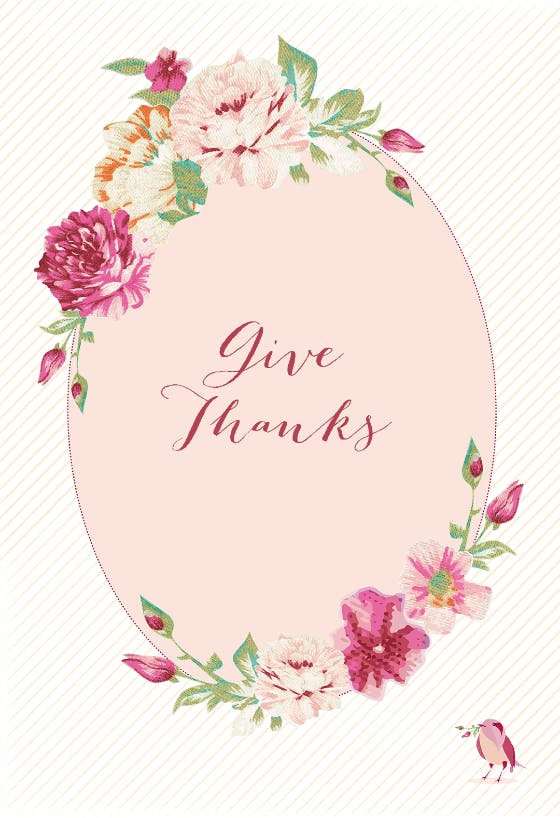 Thanksgiving floral medallion -  tarjeta de acción de gracias