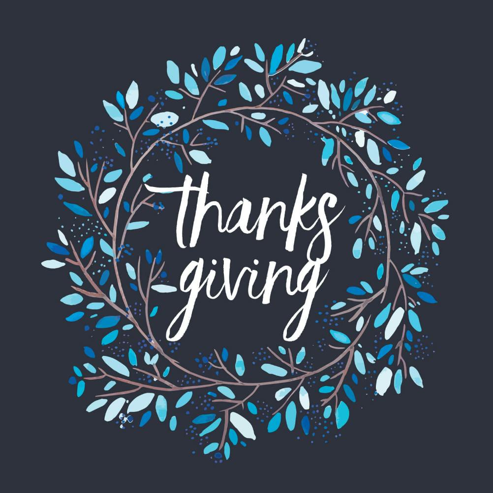 Thanksgiving in blue -  tarjeta de acción de gracias
