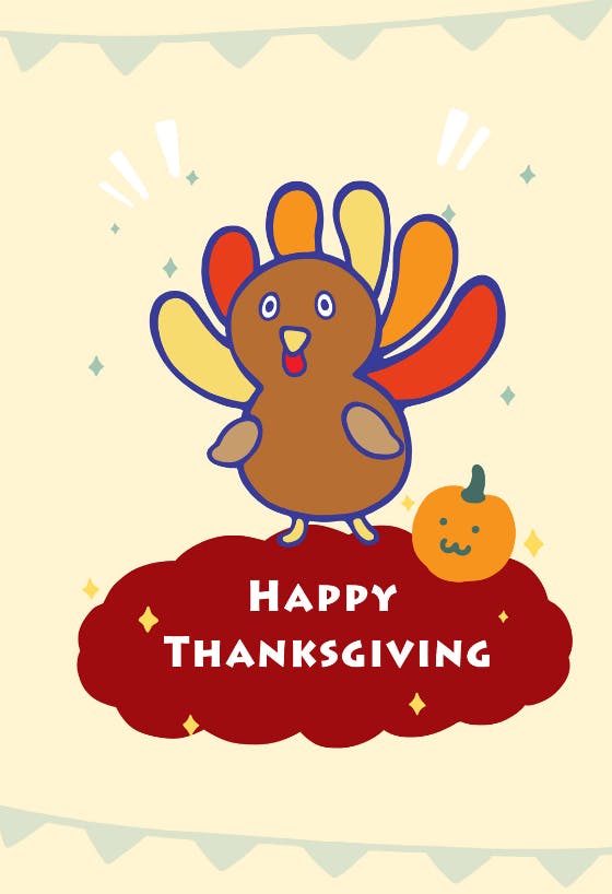 Turkey and pumpkin - thanksgiving card