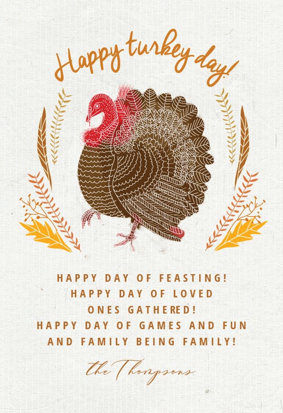 Turkey tracks - thanksgiving card