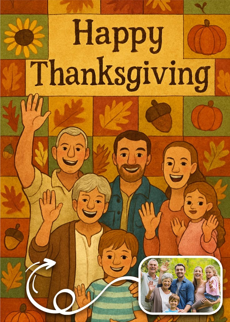 Vintage quilt -  tarjeta de acción de gracias