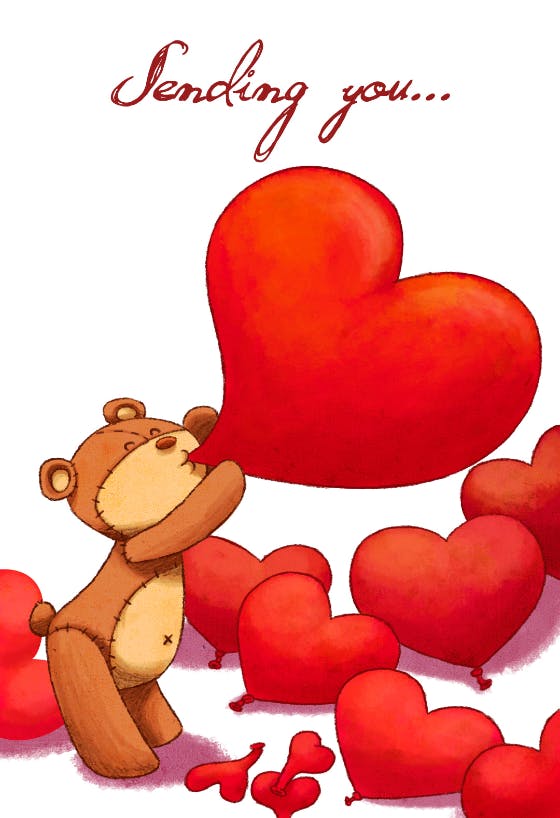 A teddy bear heart -  tarjeta de san valentín
