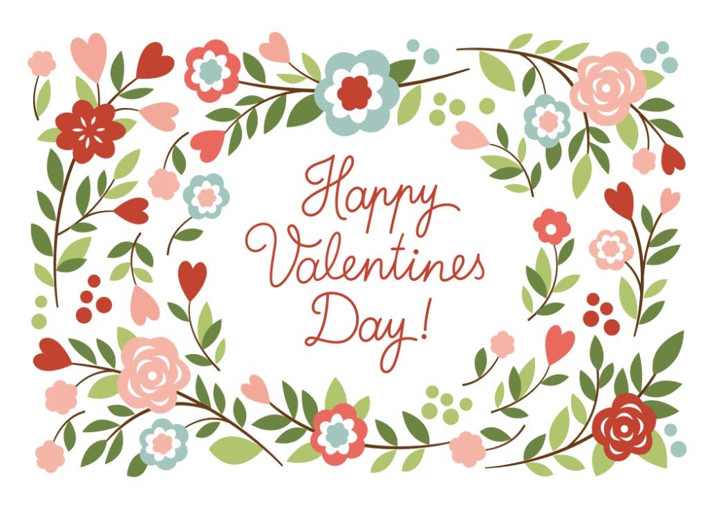 Bowers of flowers - valentine's day card