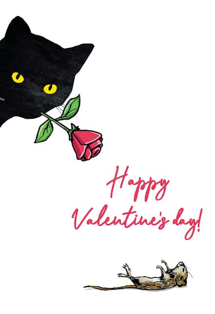 Cat Mouse Valentines - Valentine's Day Card