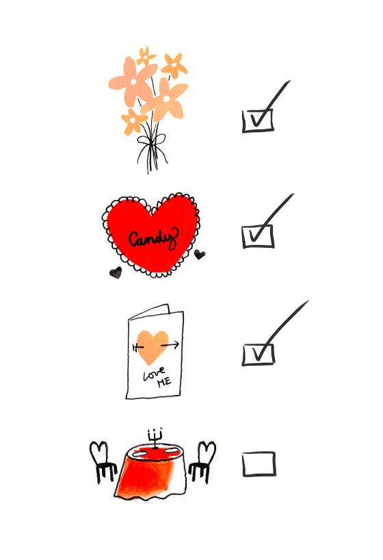 Checklist - valentine's day card