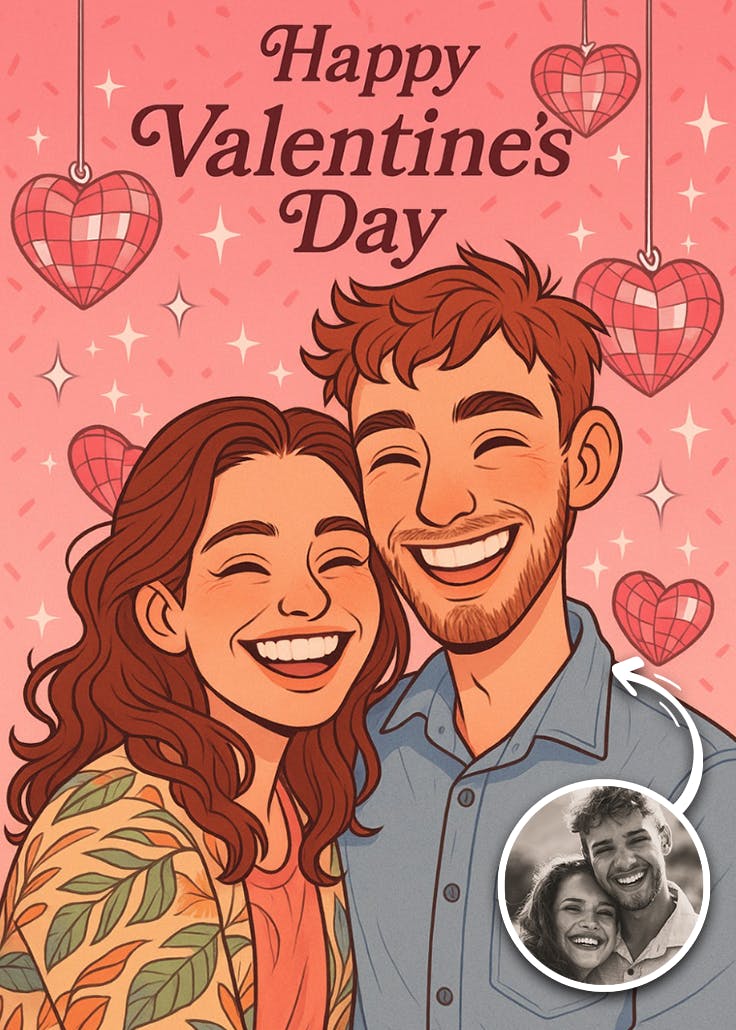 Disco heart - valentine's day card