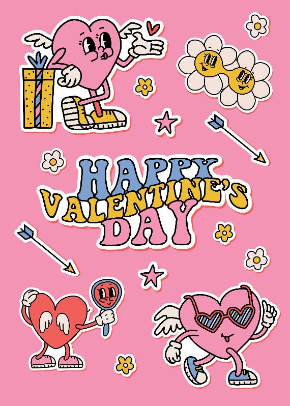 Doodle hearts -  tarjeta de san valentín