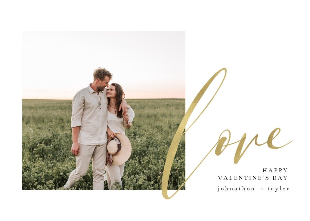 Golden script love - valentine's day card