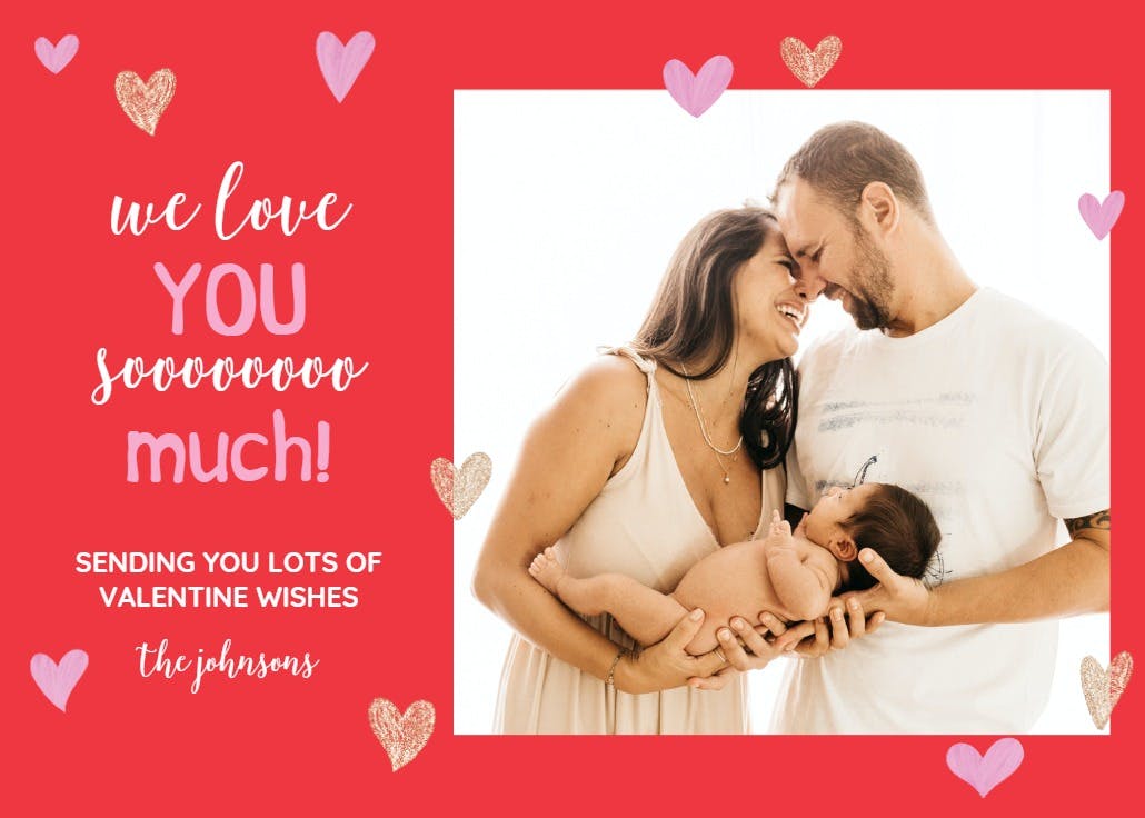 Hearts around photo - valentine's day card