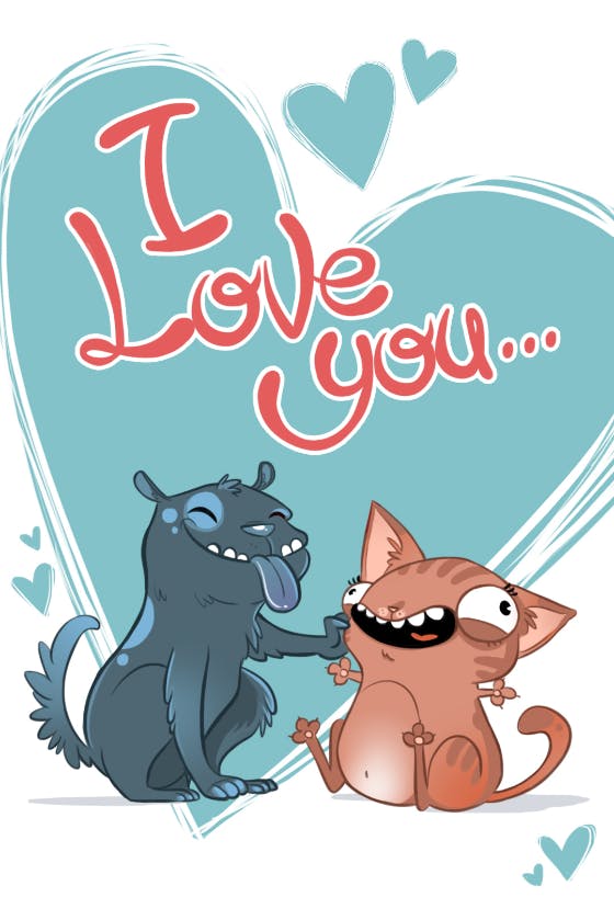 Love animals - valentine's day card