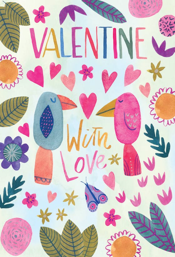 Lovebirds -  tarjeta de san valentín