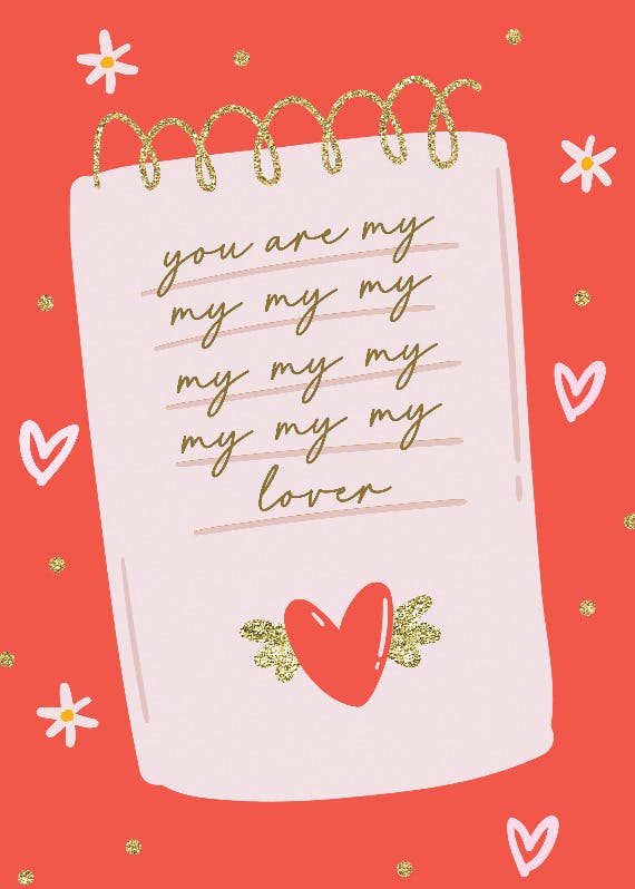 Lover note - holidays card