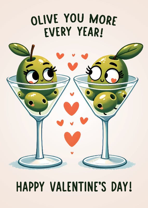 Olive martini - valentine's day card