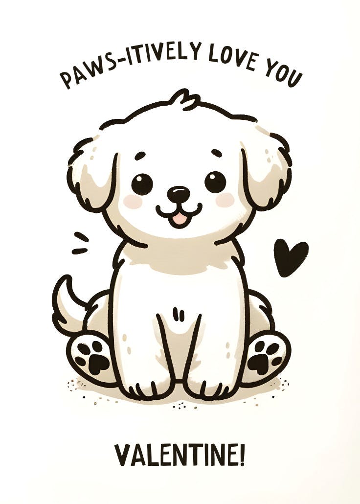 Paws-itively love you - valentine's day card