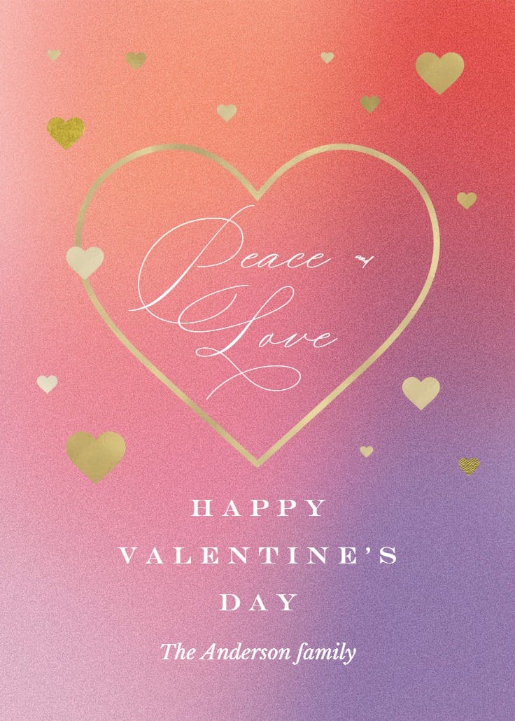 Peace and love - valentine's day card