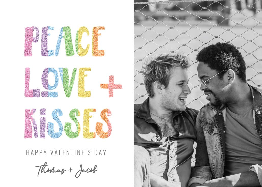 Peace love and kisses - valentine's day card