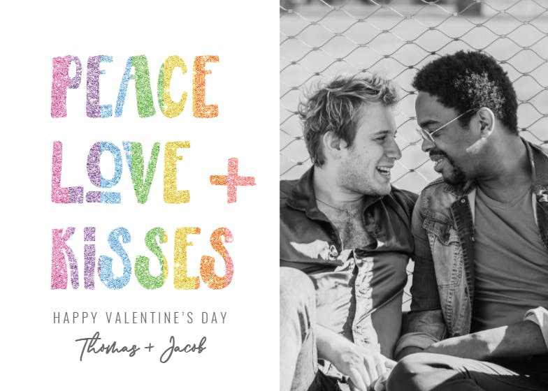 Peace love and kisses -  tarjeta de san valentín