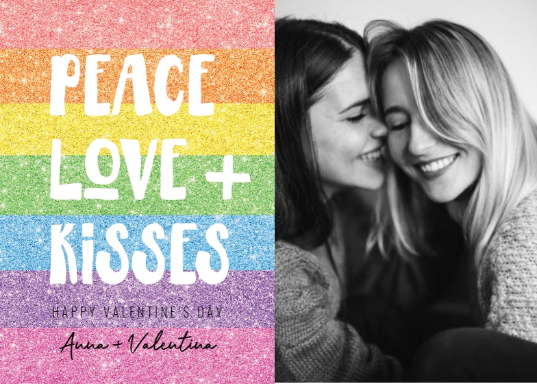 Peace love and kisses - valentine's day card