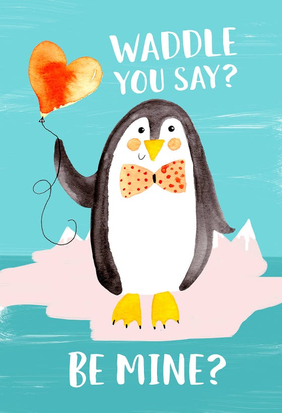 Penguin - valentine's day card