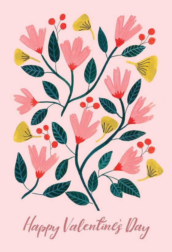 Pink floral - holidays card