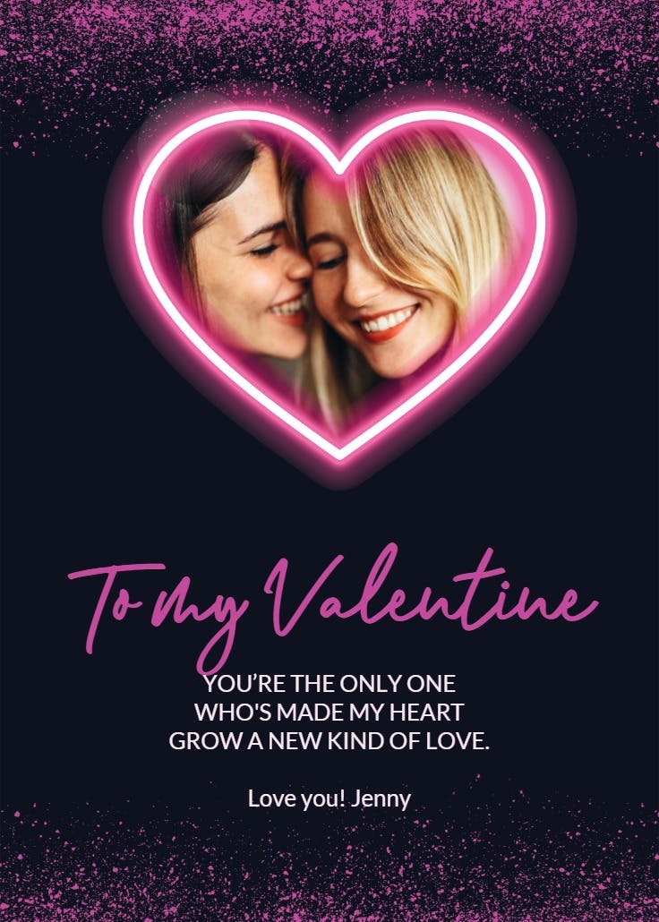 Pink neon glow - valentine's day card