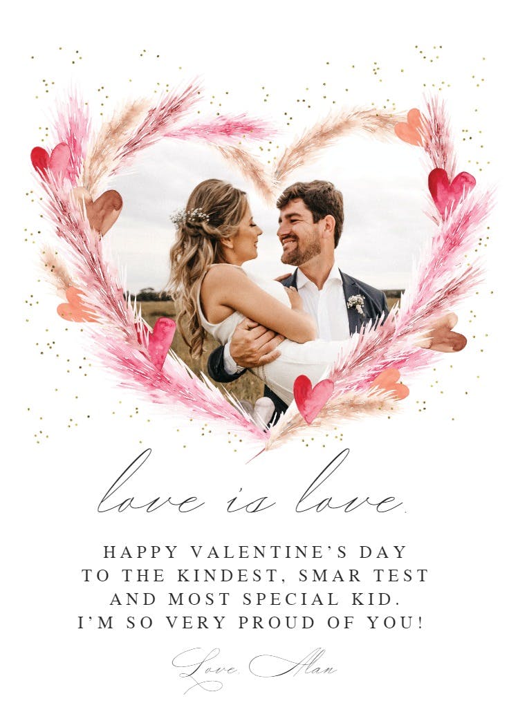 Pink pampas frame - tarjeta de san valentín