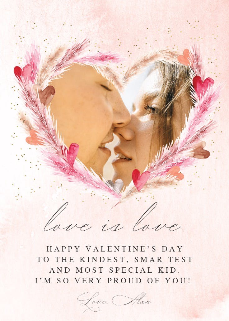 Pink pampas frame - tarjeta de san valentín