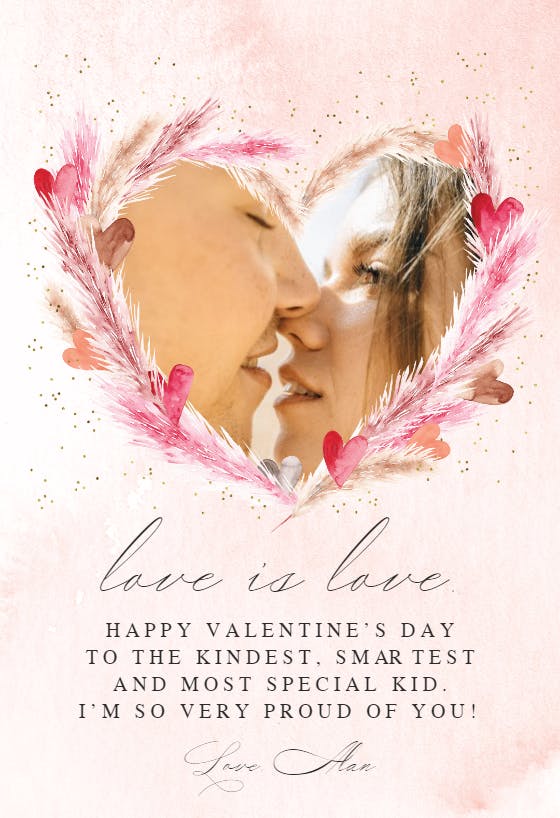 Pink pampas frame - valentine's day card